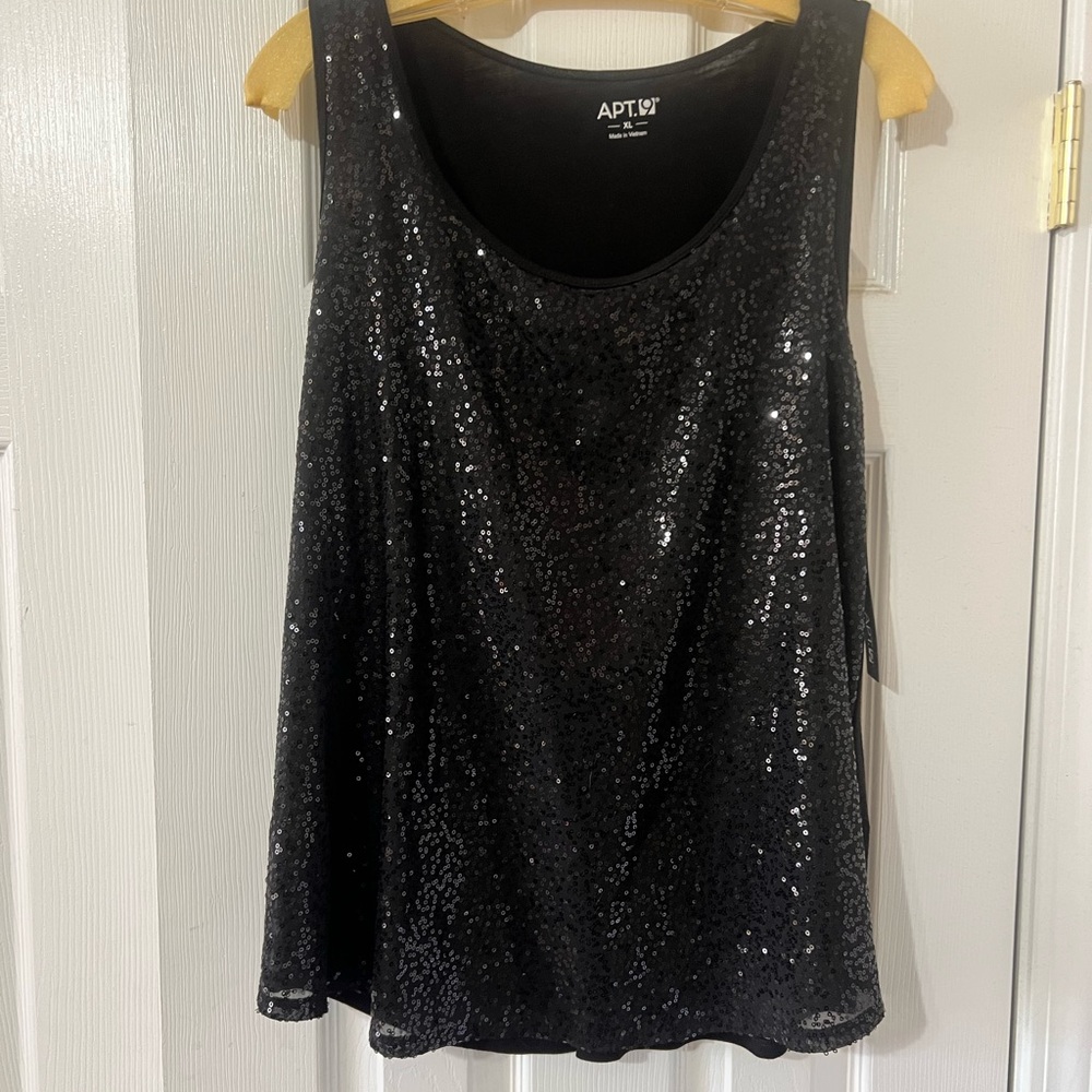 Apt. 9 Black Sequin Women's Top